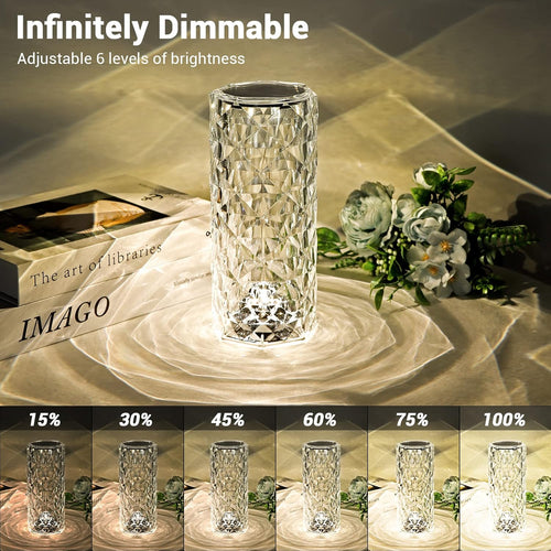 Touch Crystal Table Lamp with 16 Colors RGB Night Light USB & Remote Control