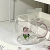 3D Artificial Rose Transparent Mug