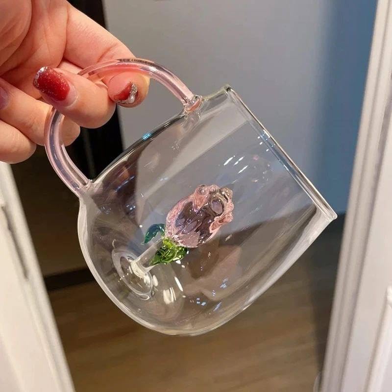 3D Artificial Rose Transparent Mug
