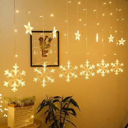 Snow Flakes Curtain Fairy Lights