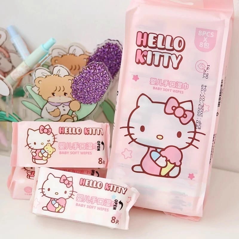 Kawai Cute Non Alcoholic Wet Tissue/Wipes 64 pieces