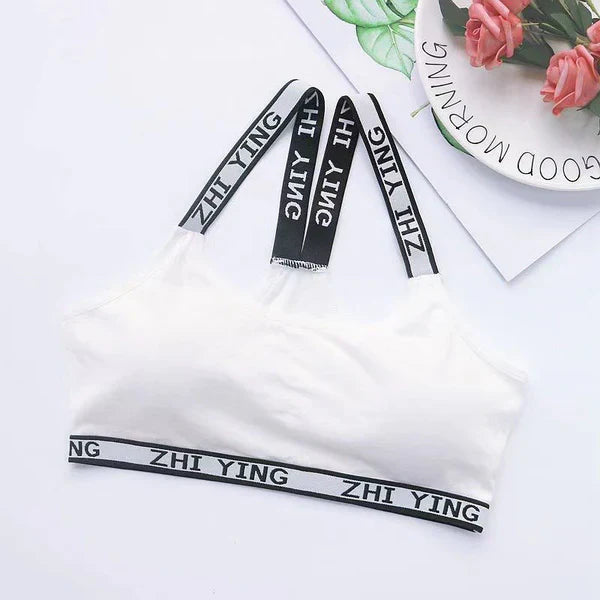 ComfortFit Soft Padded Letter Print Stretchable Sport Bra with Adjustable Straps