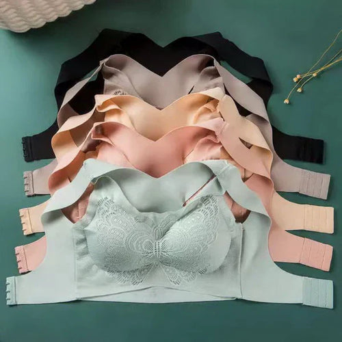 Seamless Push-Up Bra for Women – No Steel Ring, Backless Design, Chest Correction with Two-in-One Front Buckle